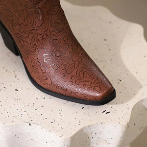 Mönstrade Låga Cowboyboots för Dam