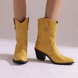 Mönstrade Låga Cowboyboots för Dam