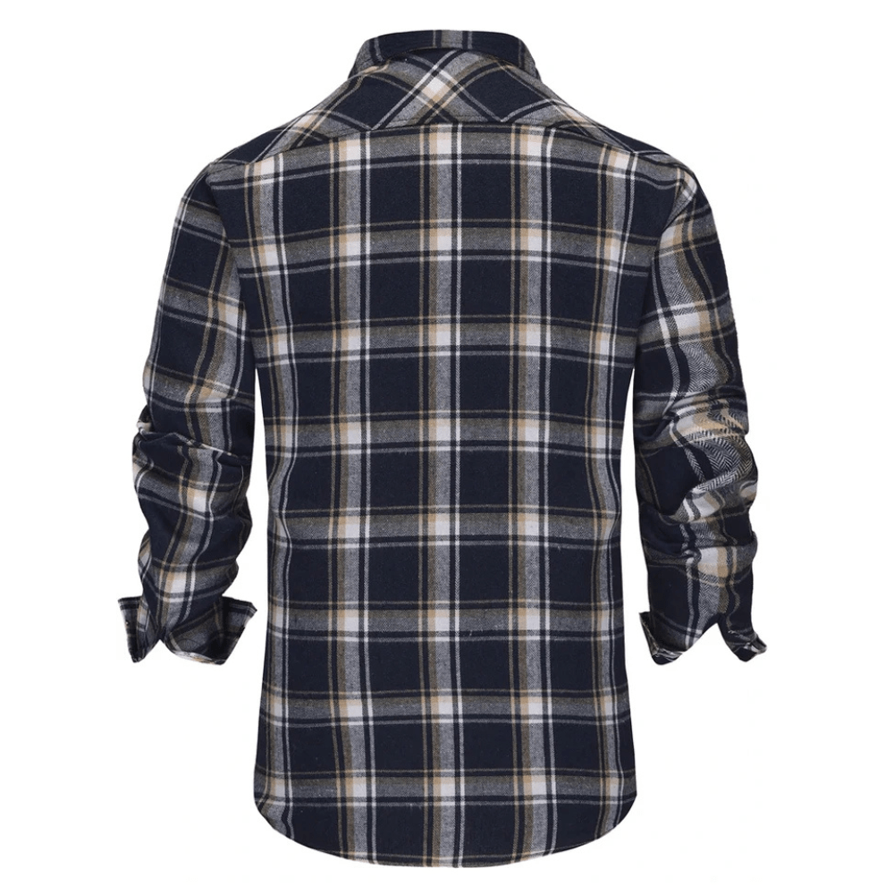 Mörkblå rutig flanellskjorta herr