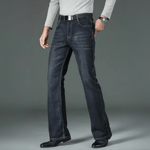 Mörkblå utsvängda jeans för herr