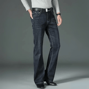 Mörkblå utsvängda jeans för herr