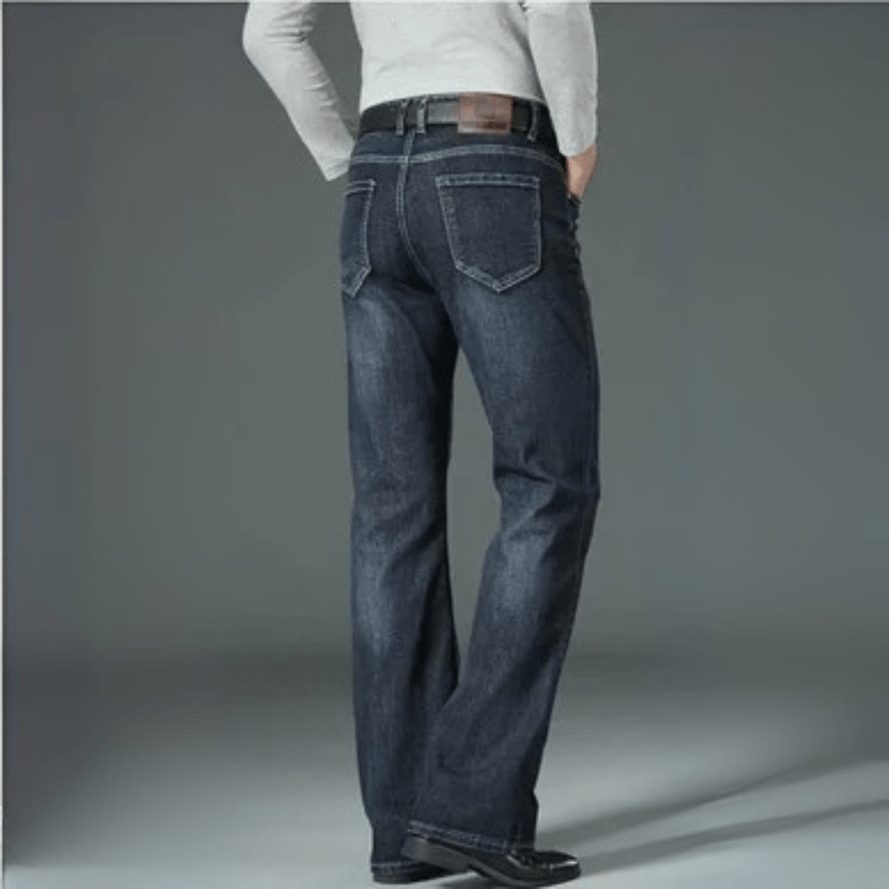Mörkblå utsvängda jeans för herr
