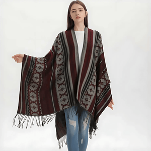 Oppen poncho dam Vinröd / One Size