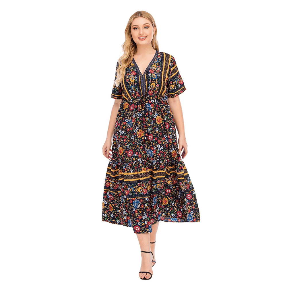 Plus size klänning i bohemisk stil