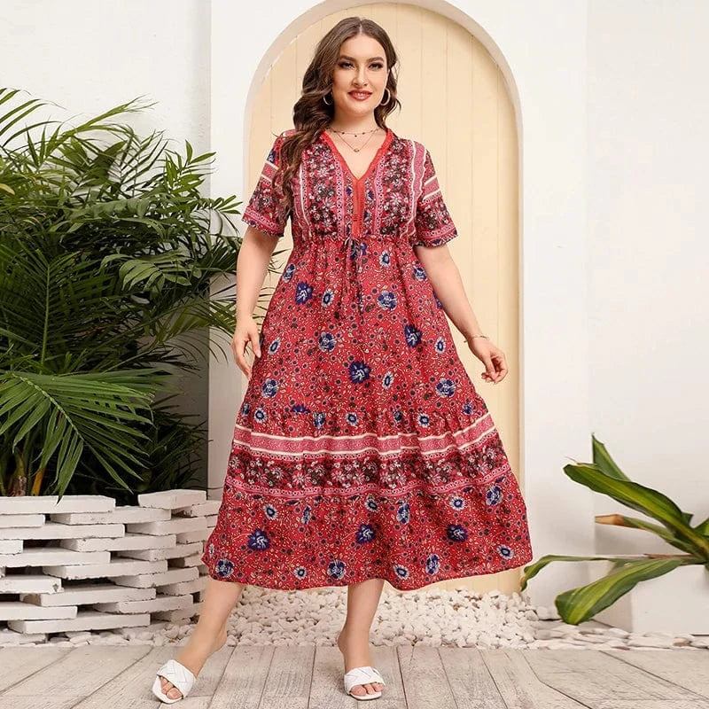 Plus size klänning i bohemisk stil