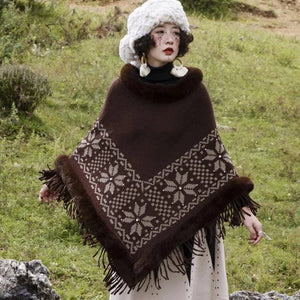 Poncho med päls