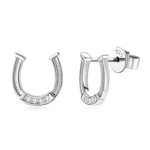 RAPRGOLD Moissanite Exquisite Horseshoe Stud Earring for Women 925 Sterling Silver Piercing Earrings Fine Jewelry Gift Pendiente silver color