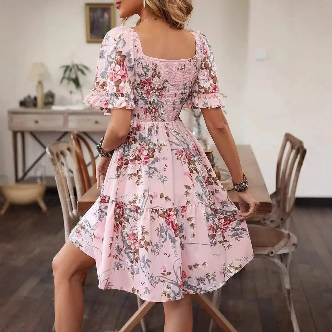 Rosa blommig klänning