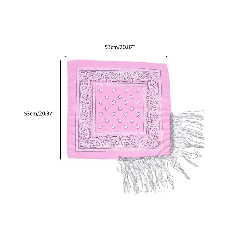 Rosa Cowboy Bandana med Glitterfransar