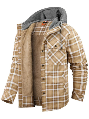 Rutig jacka med huva Beige / S