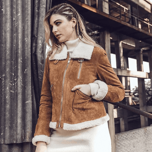 Shearling jacka dam Brun / S
