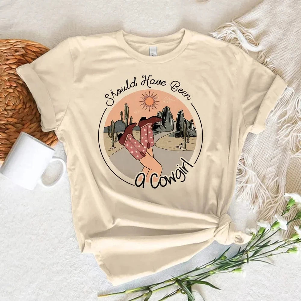 "Should've been a cowgirl" T-shirt Desert Scene / XS