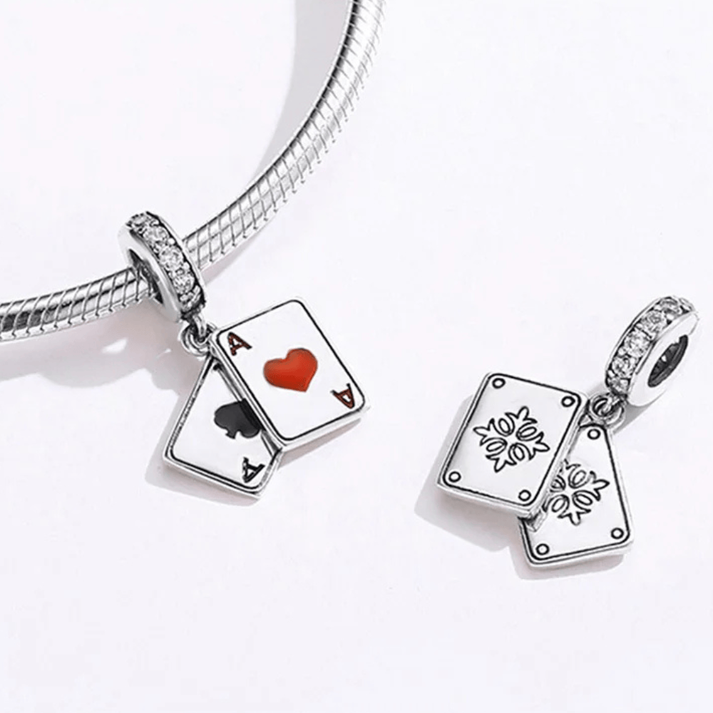 BISAER 925 Sterling Silver Red Love Charm Bead Koi Apple Cherry Mushroom Chili Ace Heart Pendant For Women DIY Bracelet Jewelry ECC1172