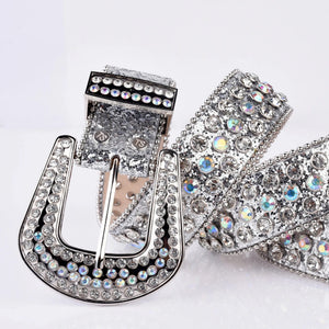 Silverfärgat westernbälte med strass