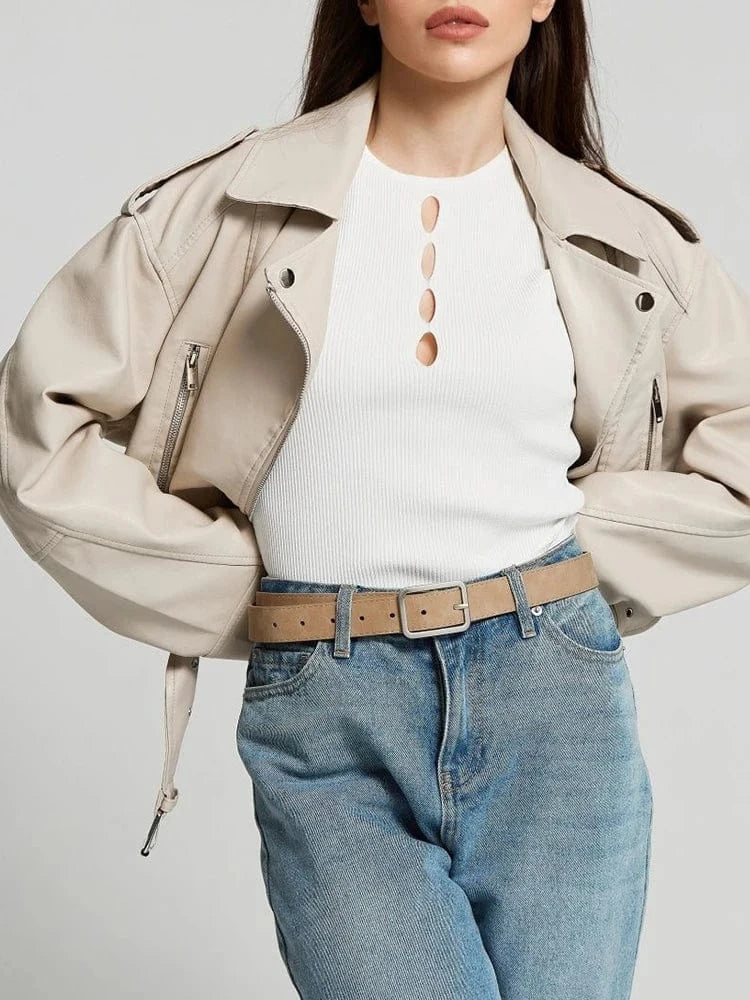 Skinnimitation jacka dam