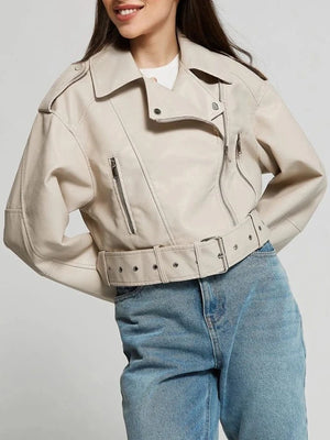Skinnimitation jacka dam Beige / XS