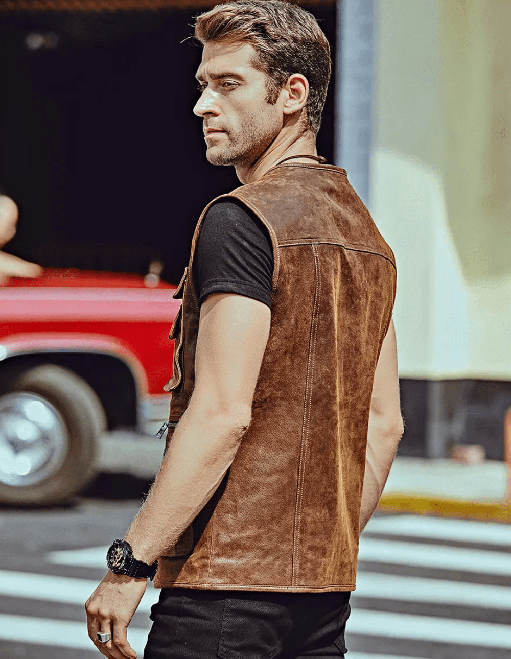 Skinnväst herr med många fickor