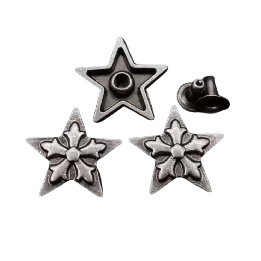 Stjärnformad Concho i Vintage Zinklegering
