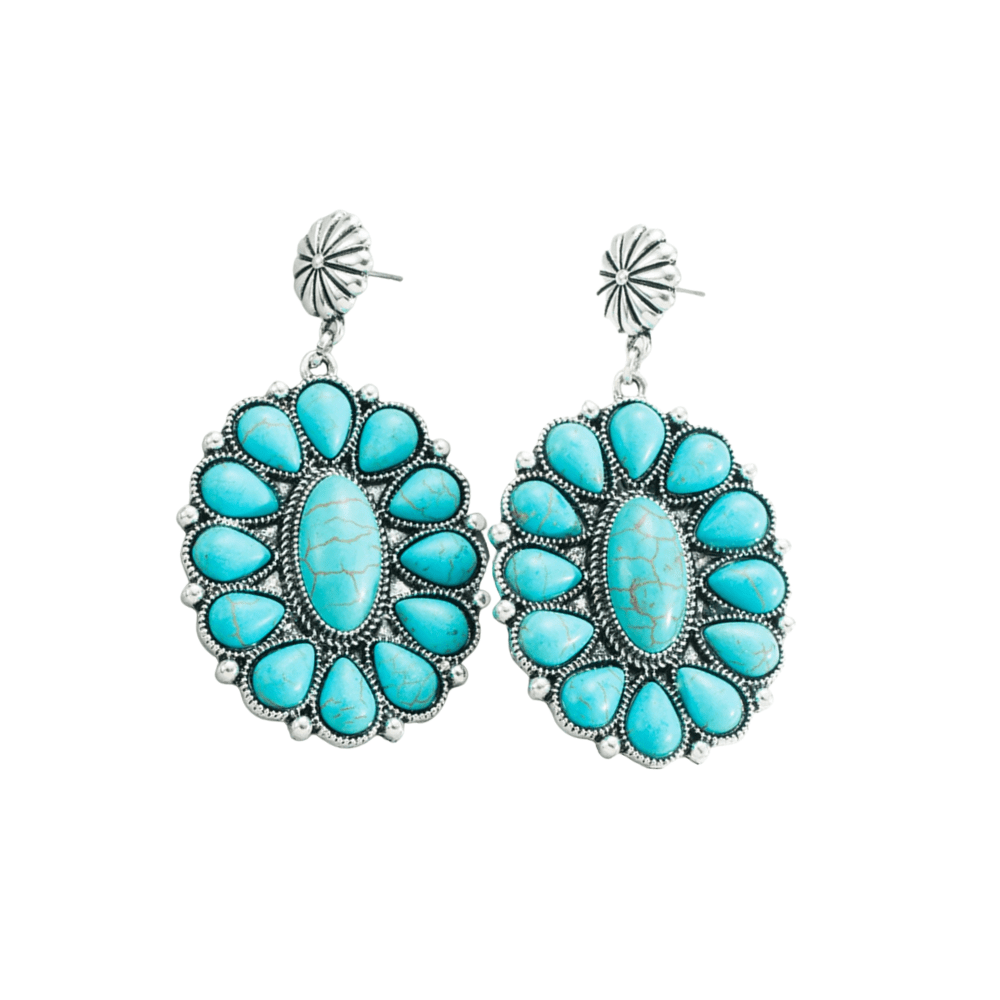 Stora bohemiska örhängen med turkos