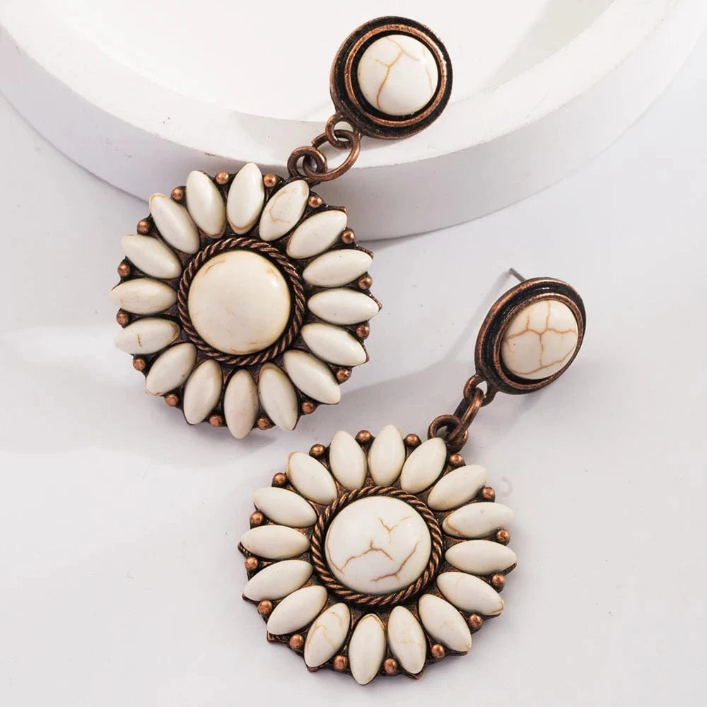 Stora bohemiska statement-örhängen med turkos