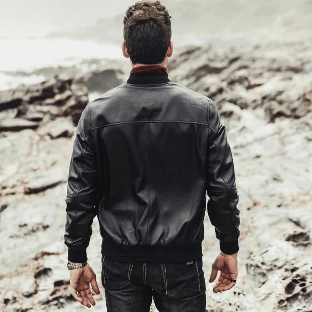 Svart bomber läder jacka herr