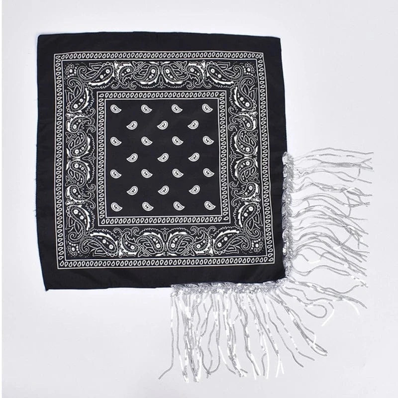 Svart Cowboy Bandana med Glitterfransar