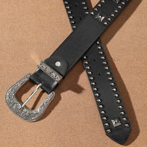 Svart cowboybälte med silverspänne