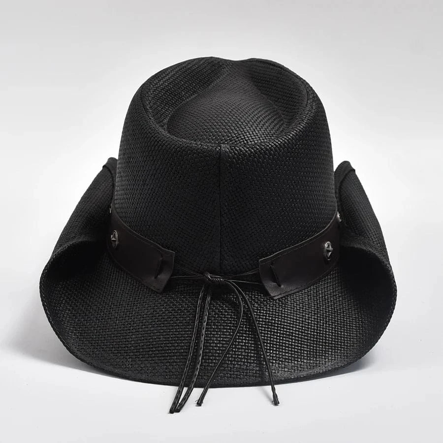 Svart cowboyhatt i halm för herr