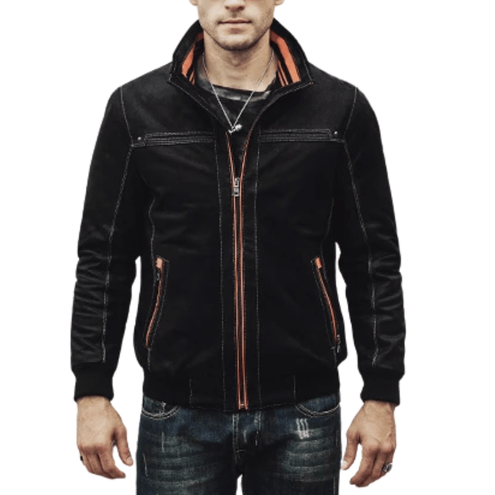 Svart läder mc jacka herr
