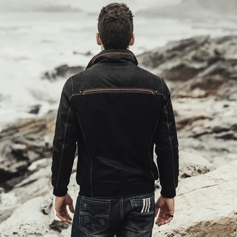 Svart läder mc jacka herr