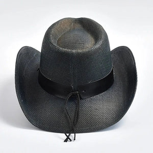 Svart stråcowboyhatt USA Svart / 56-58cm