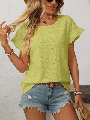 T-shirt blus med volangärmar Senapsgul / S
