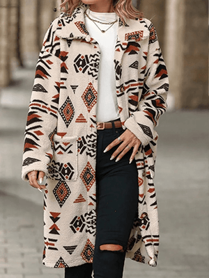 Teddy jacka lång Beige / S