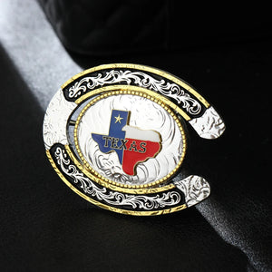 Texas Bältesspänne western Silver flerfärgad