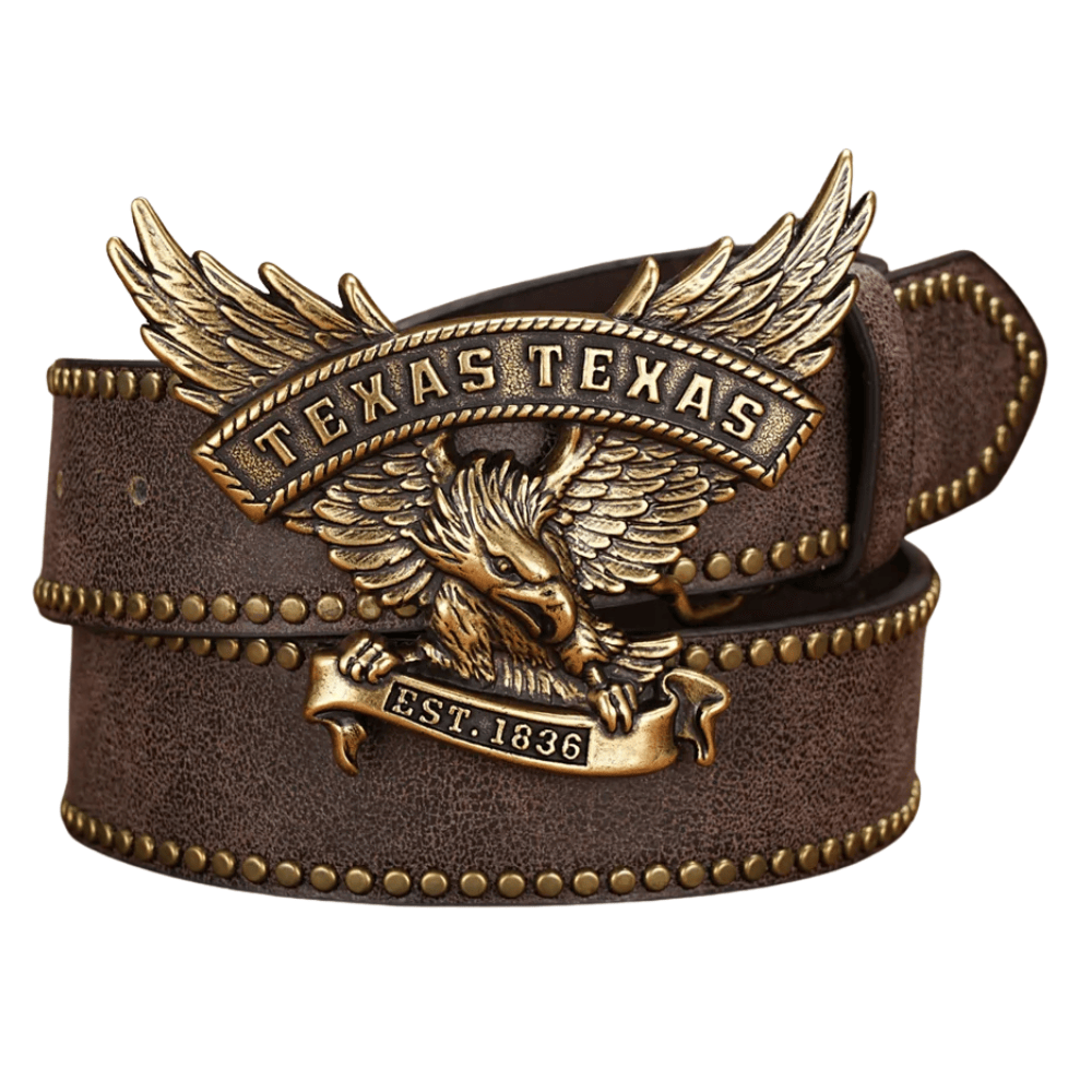 Texas cowboybälte med örnspänne Mörkbrun / 120cm