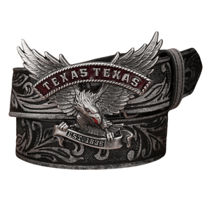 Texas Eagle Westernbälte Svart / 120cm