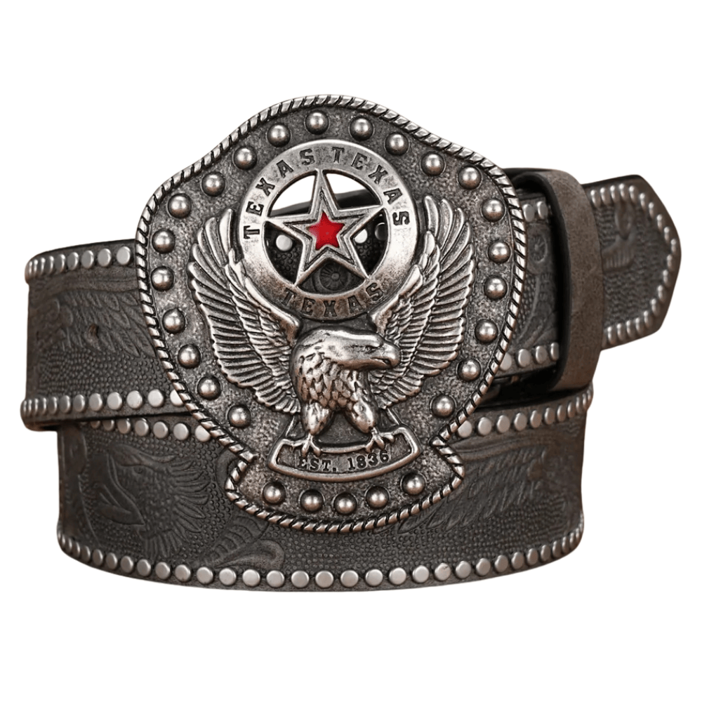 Texas westernbälte örnspänne Grå / 120cm