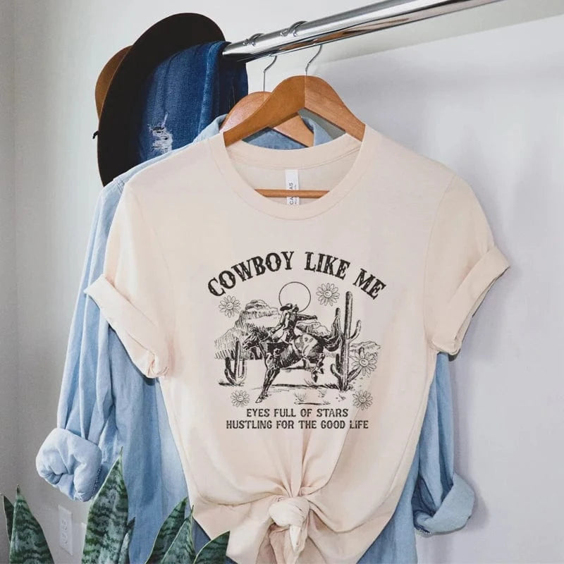 Tshirt för dam "Cowboy Like Me" Beige / S