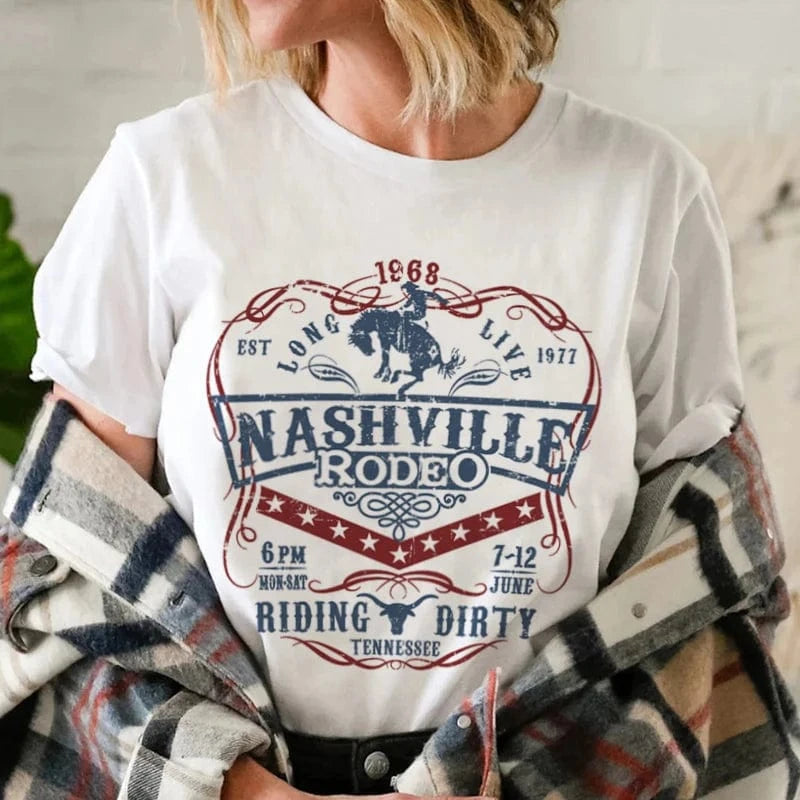 Tshirt för dam Nashville Rodeo westernstil