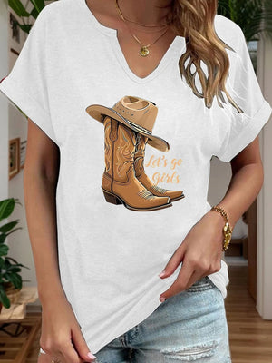 Tshirt med cowboyhatt och boots "Let’s Go Girls" Vit / S