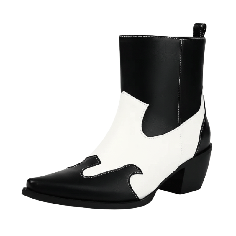 Tvåfärgade Låga Cowboy Boots för Dam