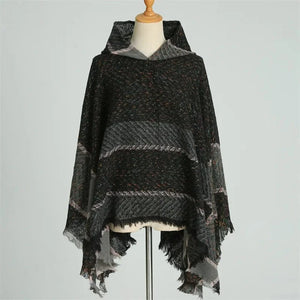 Varm poncho dam Svart / One Size