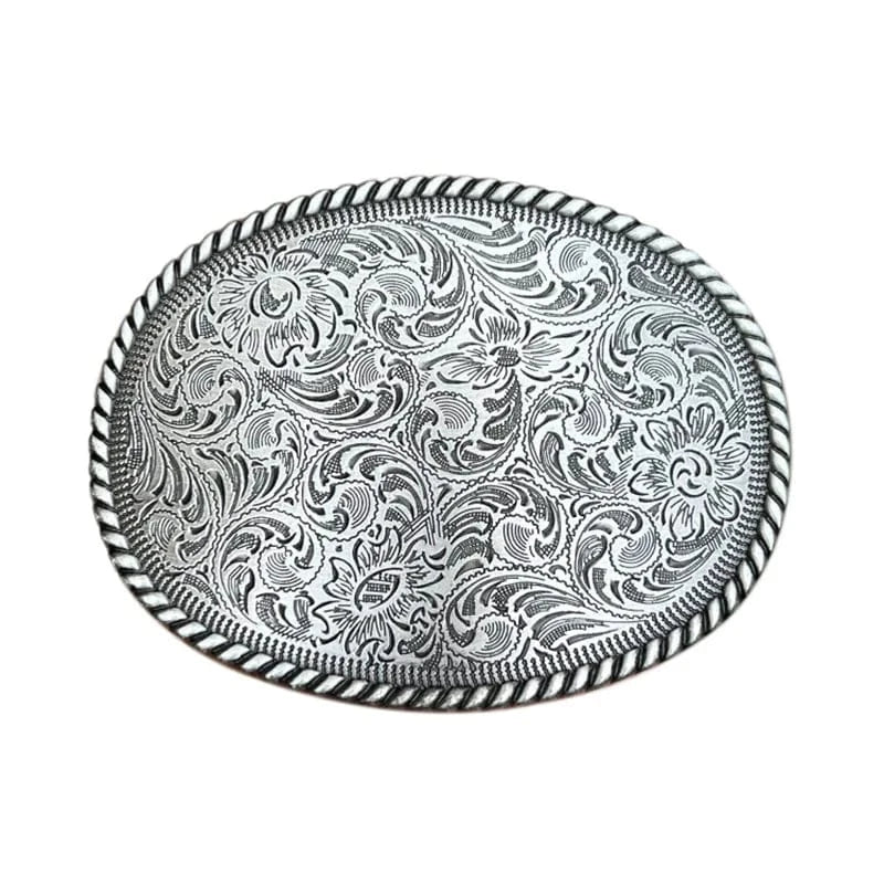Växtmönster Bältesspänne Oval Design Silver