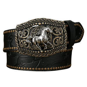 Vintage cowboybälte häst Svart / 120cm
