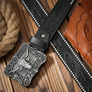 Vintage Cowboybälte med Longhornhuvud