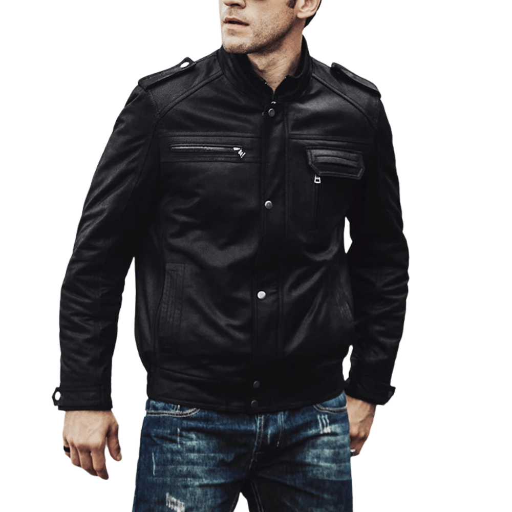 Vintage läder jacka herr Svart / XS