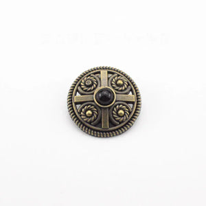 Vintage rund concho med sten Guld svart