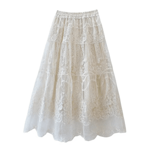 Vit kjol med spets Vit / One Size