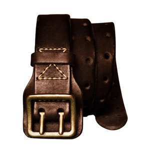 Western bälte i äkta läder med vintage spänne Svart / 105cm