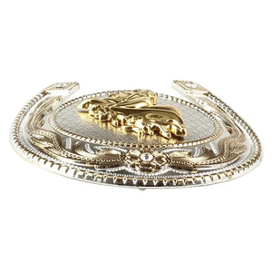 Western bältesspänne med hästhuvud i guld och silver cowboy stil Guld och silver